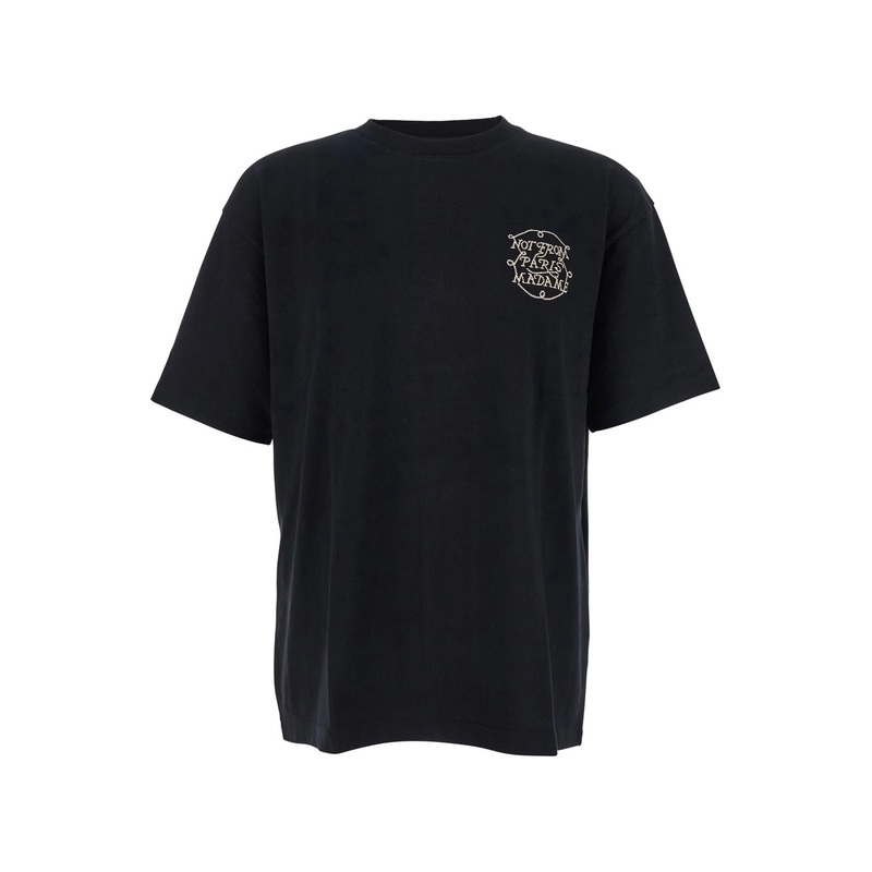 ‘Le T-Shirt Slogan Tresses’ Black Crewneck T-Shirt with Front and Rear Slogan Print in Cotton Man