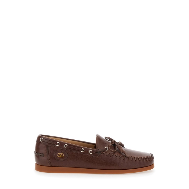 ‘Palm Avenue’ Brown Loafers with VLogo Patch on the Sidei n Leather Man