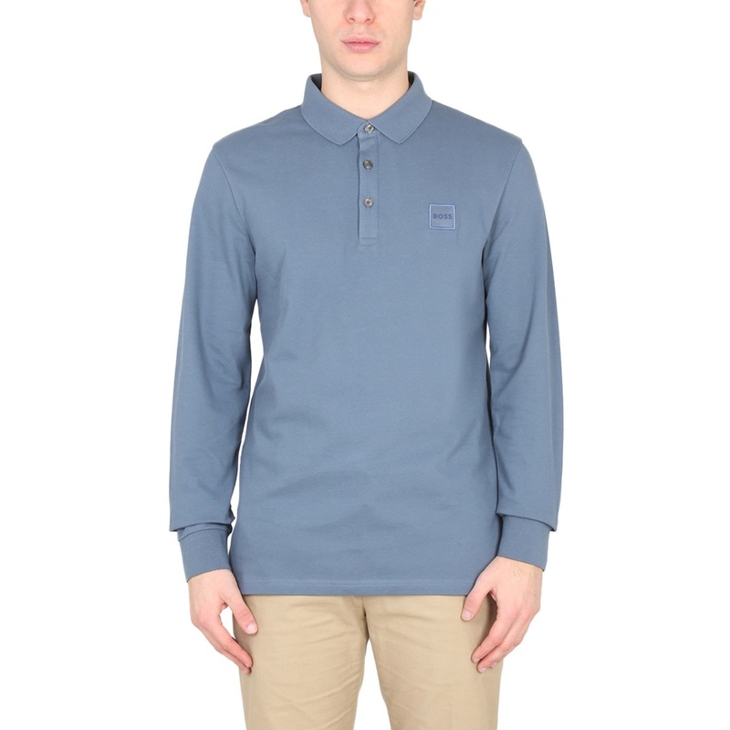 POLO WITH LOGO PATCH|BLUE|S|M|L|XL|XXL