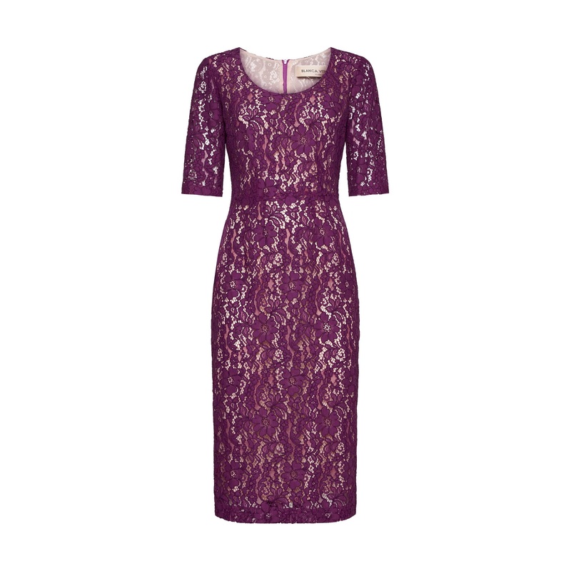 Purple floral lace Alnus sheath dress