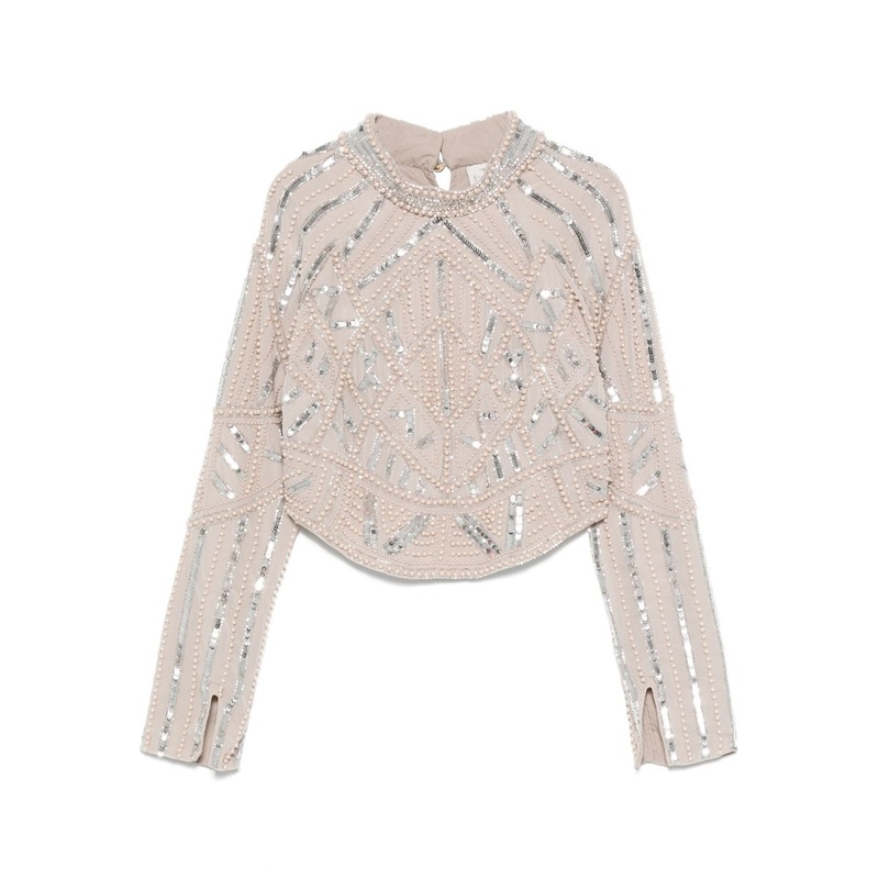 SEQUIN FAUX-PEARL TOP|IVORY|0|1|2