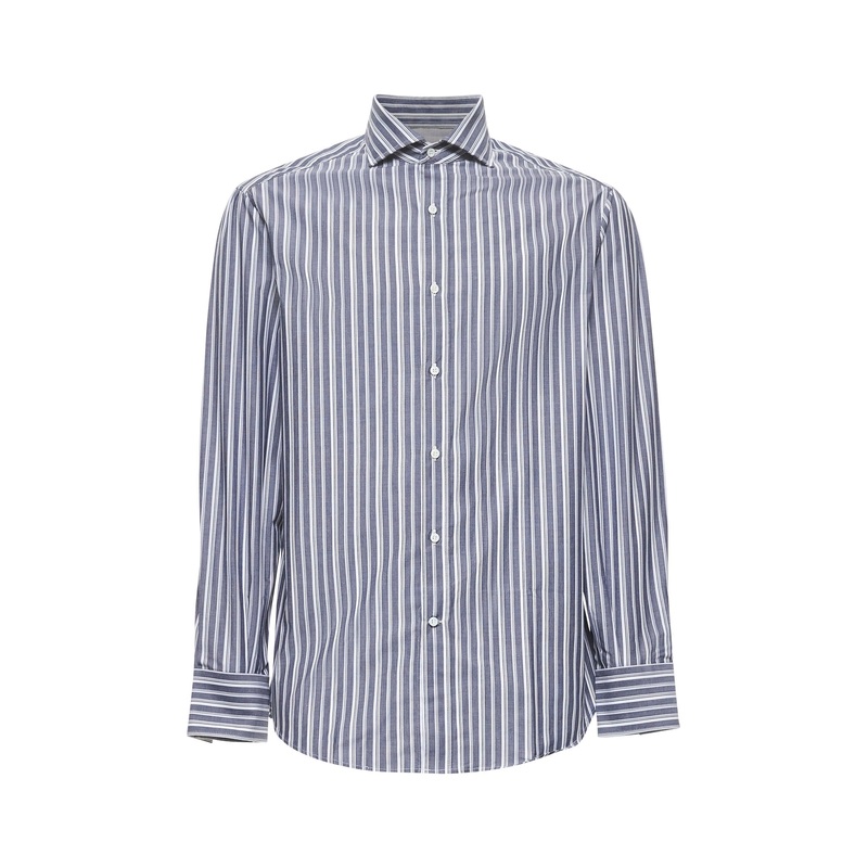 Striped cotton basic fit shirt