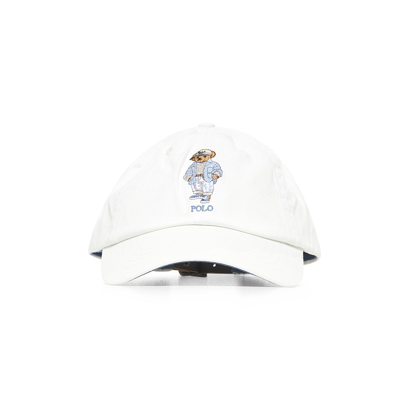 White twill Polo Bear cap|PZ