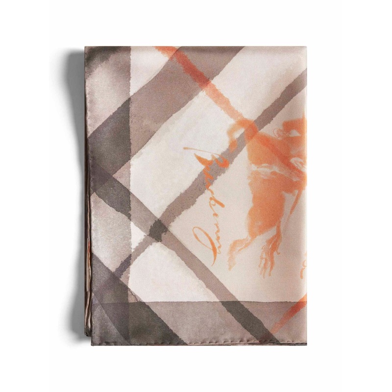 Birch Check silk twill scarf|PZ