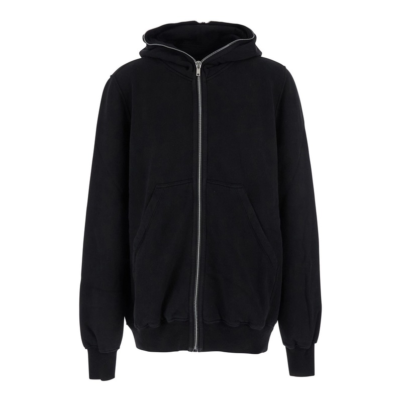 Black Hoodie with Kangaroo Pocket on the Front in Cotton Man