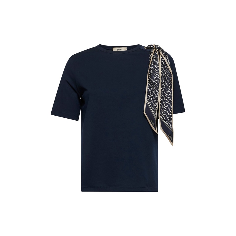 Blue jersey T-shirt with scarf