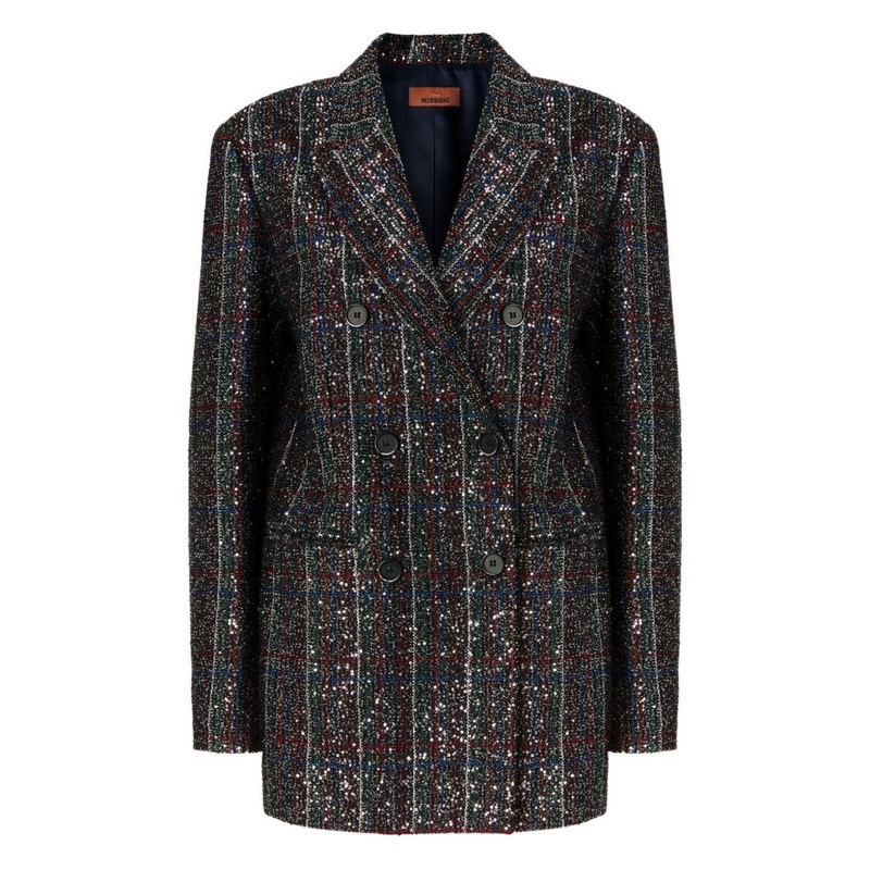 Double-Breasted Checked Blazer