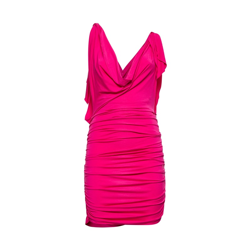 Fuchsia jersey mini dress|38|40|42