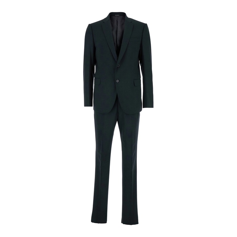 Grey Single-Breasted Suit with Notched Revers in Wool Blend Man