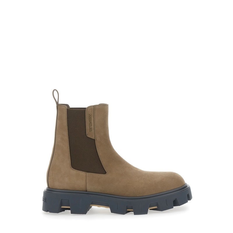 ‘Peack’ Brown Ankle Boots with Elastic Details in Leather Woman