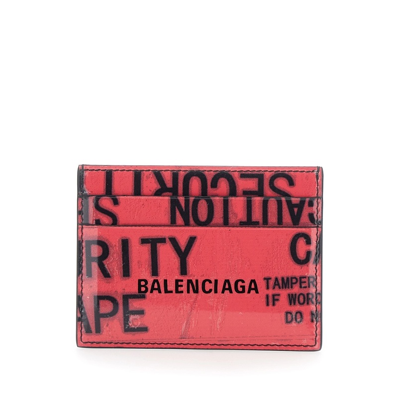 Red Card Holder with Maxi Lettering in Leather Man