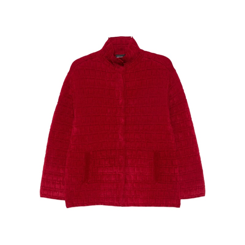TEXTURED HIGH-NECK JACKET|RED|42|44|46|38|40