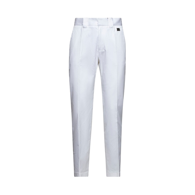 White gabardine tailored trousers
