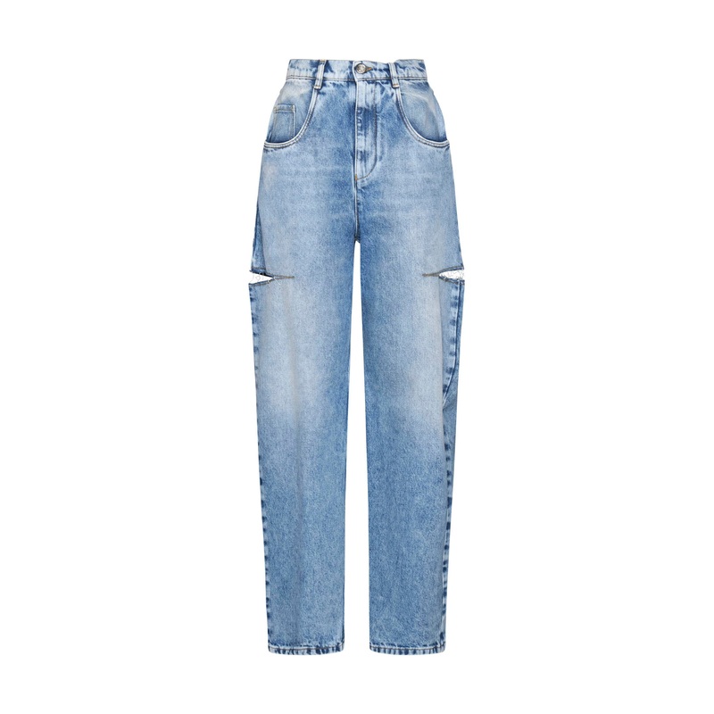 Wide leg jeans with cut-out high waist