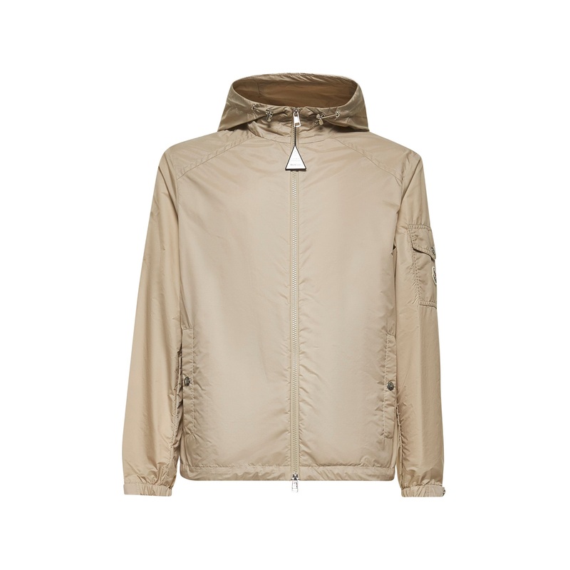 Beige Etiache hooded rain jacket