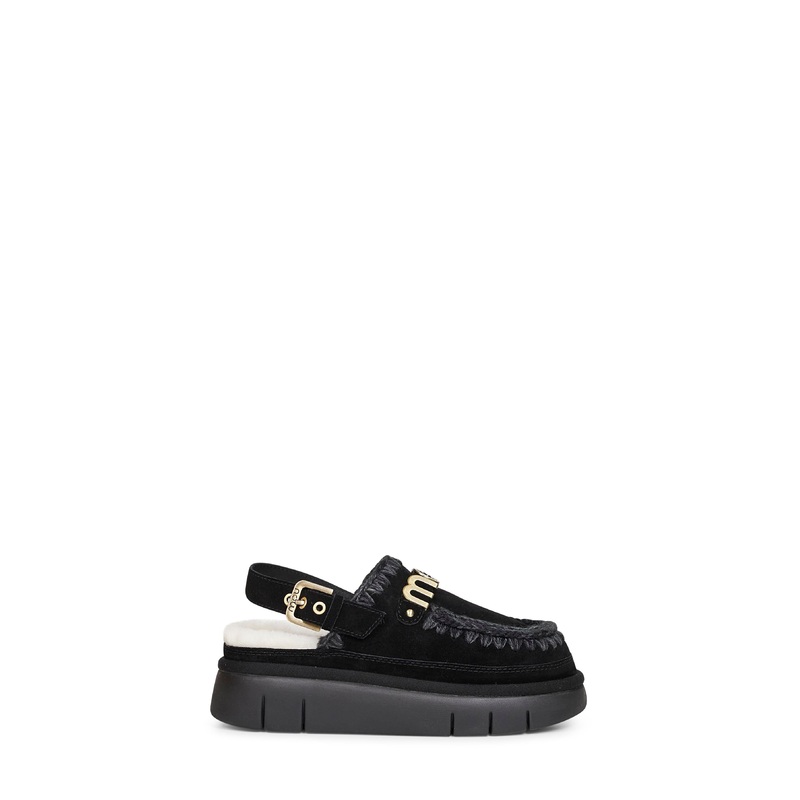 Black Bounce Clog Back Strap Mules