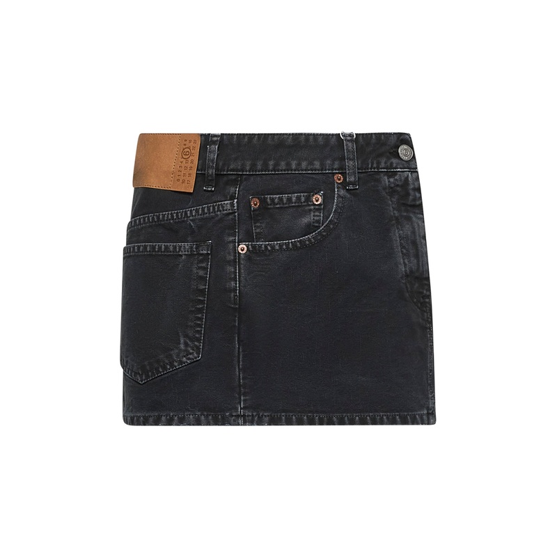 Black denim miniskirt|38|40|42