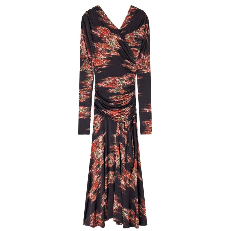 BLACK VISCOSE-BLEND DRESS|BLACK|34|38|36