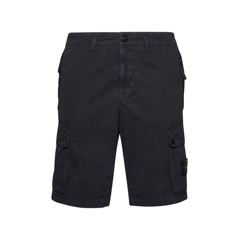 Blue cotton canvas cargo shorts