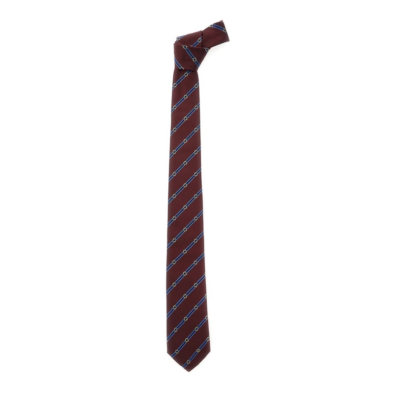 Bordeaux Tie with All-Over Striped Motif in SIlk Man