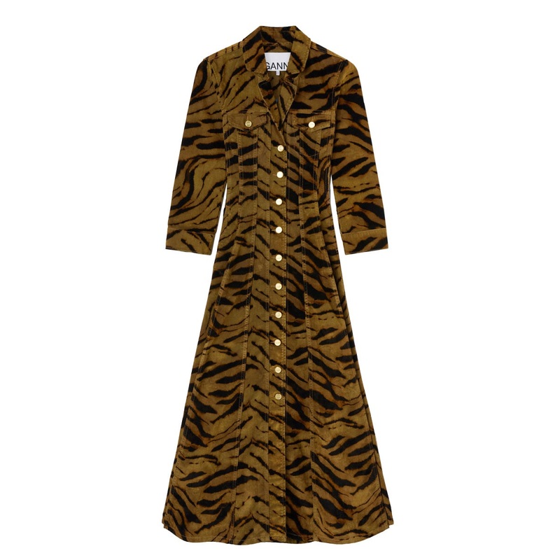 BROWN RECYCLED COTTON DRESS|BROWN|40|34|36|38