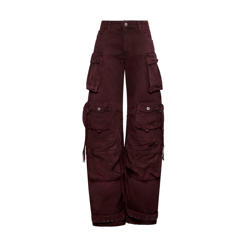 Burgundy denim ”Fern” multi-pocket jeans