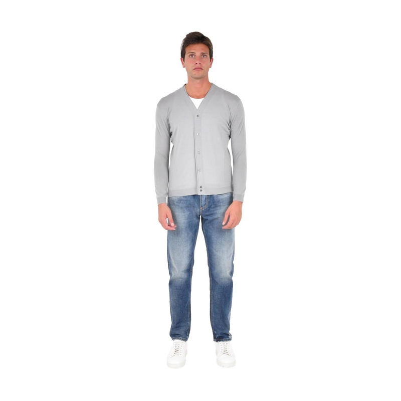 Cardigan with Button Placket|Grey|S|L|XL|XXL