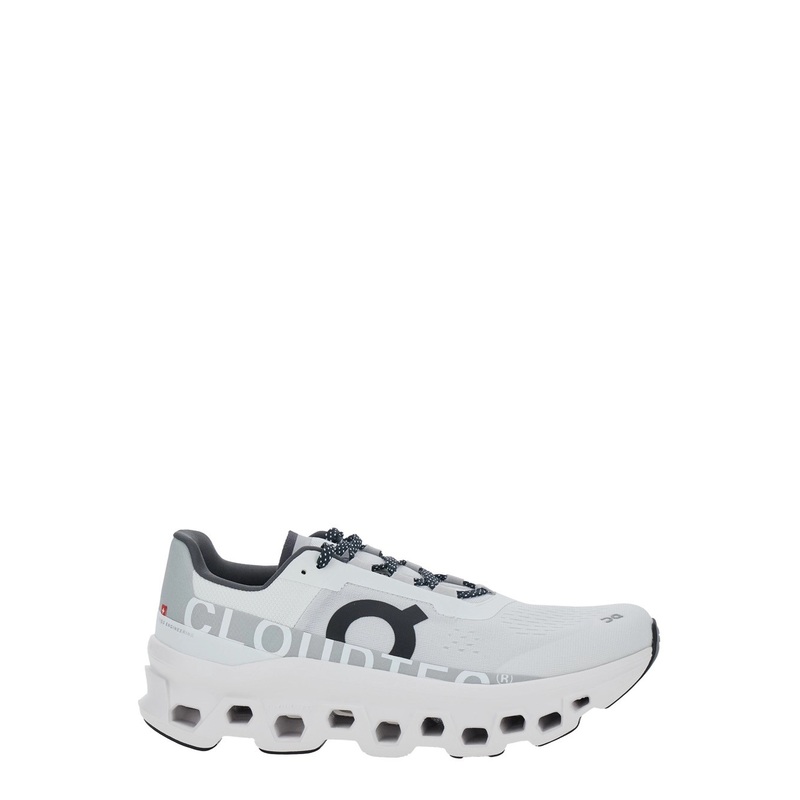 ‘Cloudmonster’ White Low Top Sneakers with Polka Dot Laces and Logo on the Side in Tech Fabric Man