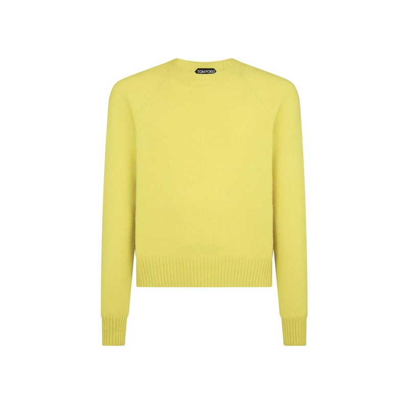 Crewneck Cashmere Sweater in Fluo Yellow