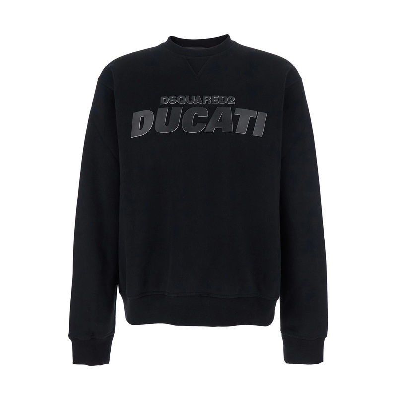 ‘Ducati x D2’ Black Sweatshirt with Logo Print on the Front in Cotton Man