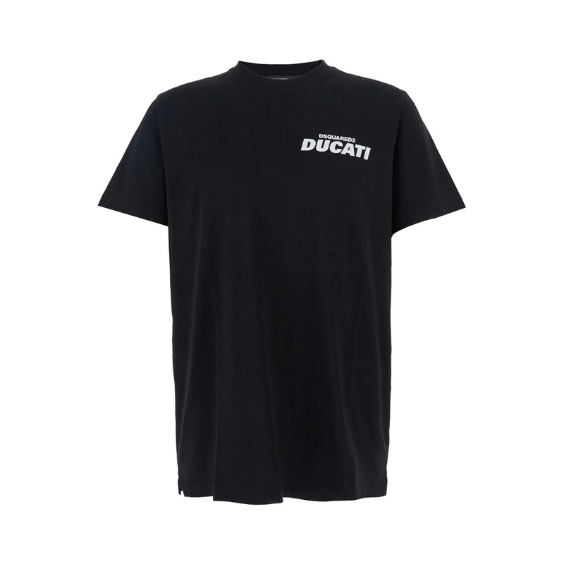 ‘Ducati x D2’ Black T-Shirt with Logo on the Front in Cotton Man