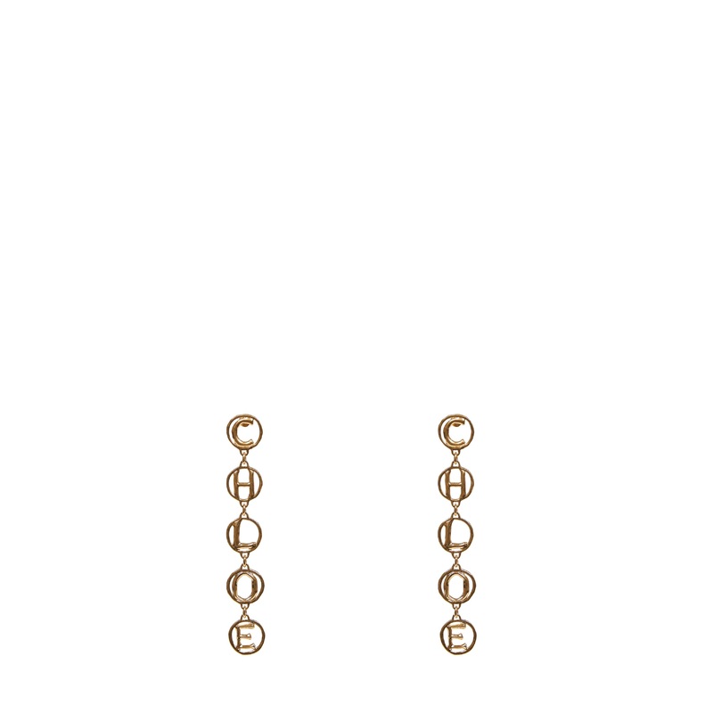 Gold Brass Script Drop Earrings