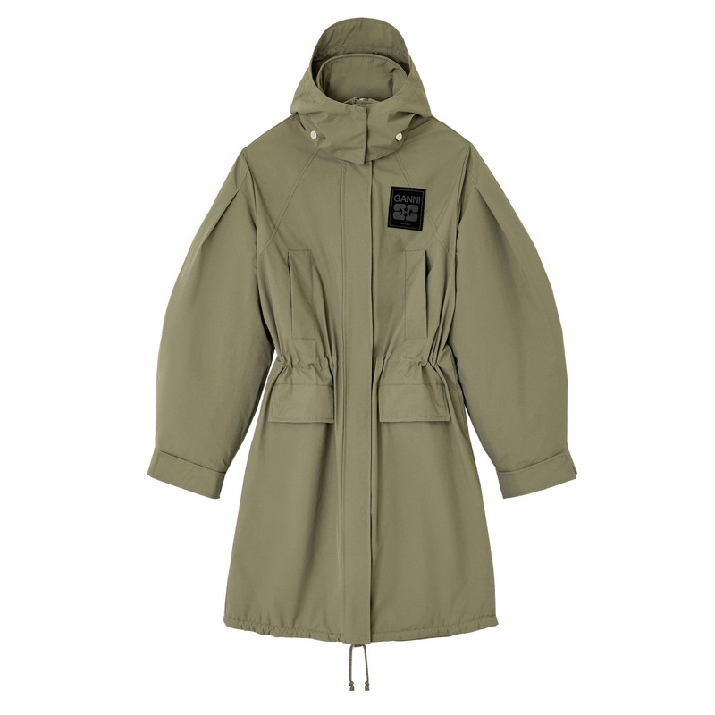 GREEN RECYCLED NYLON COAT|GREEN|38|36|34