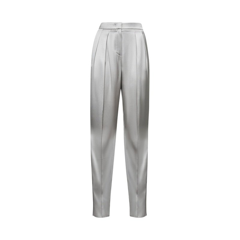 Grey double silk satin trousers