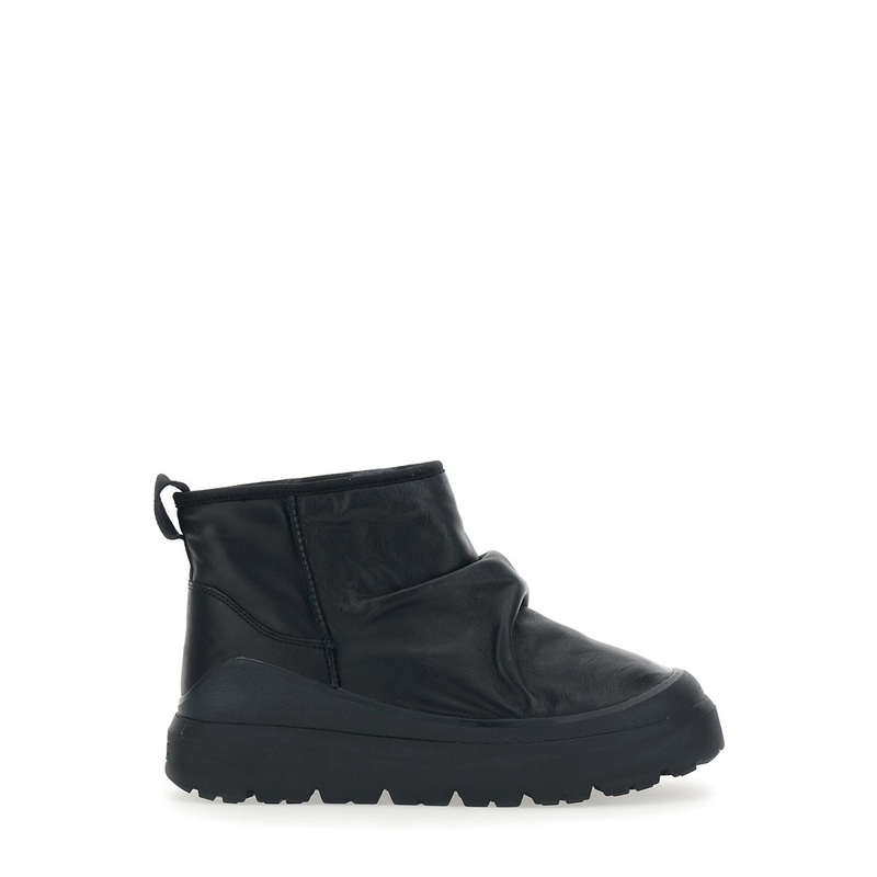 ‘Heritage Utility’ Black Ankle Boots with Ruffle Detail in Leather Man