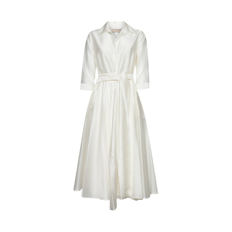 White muslin Allia midi shirtdress