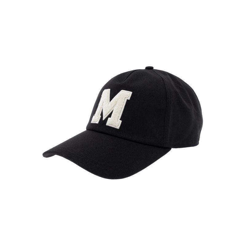 Black Baseball Cap with Logo on the Front and Logo Patch on the Rear in Cotton Man