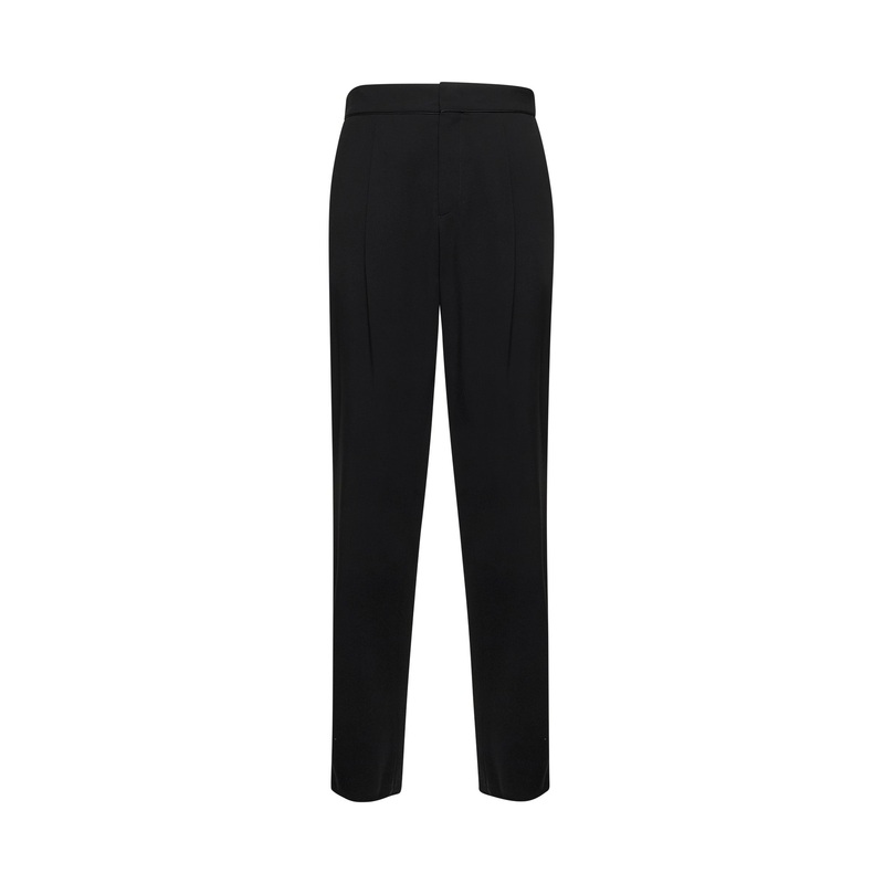 Black pure virgin wool crepe trousers
