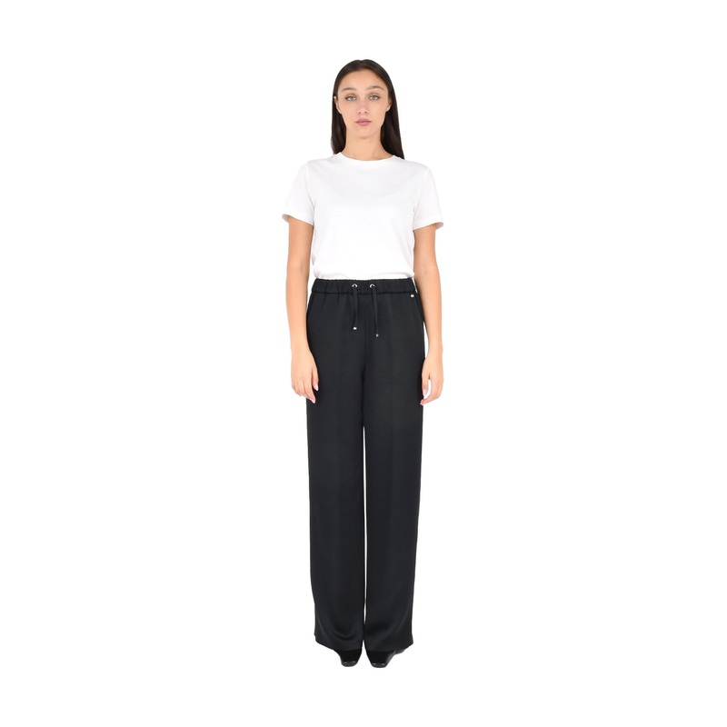 Black Trousers with Grosgrain Drawstring