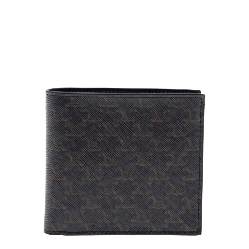 Brown Bi-Fold Wallet with All-Over Triomphe Motif in Fabric Man