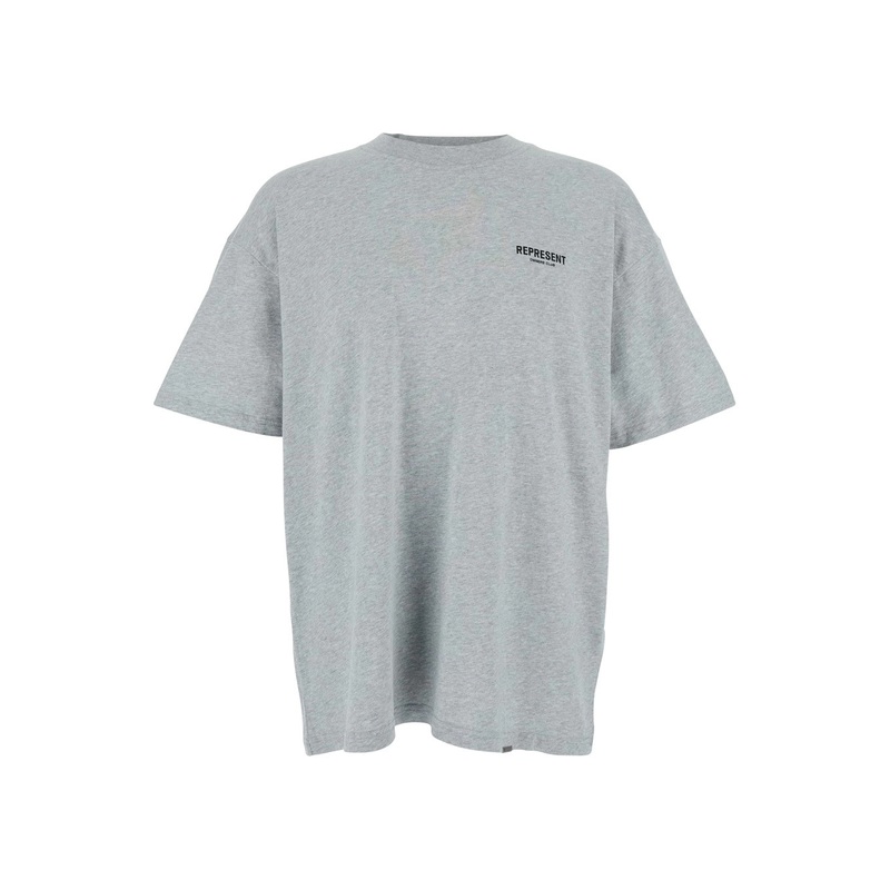 Grey T-Shirt with Logo on the Front and Maxi Logo on the Back in Cotton Man