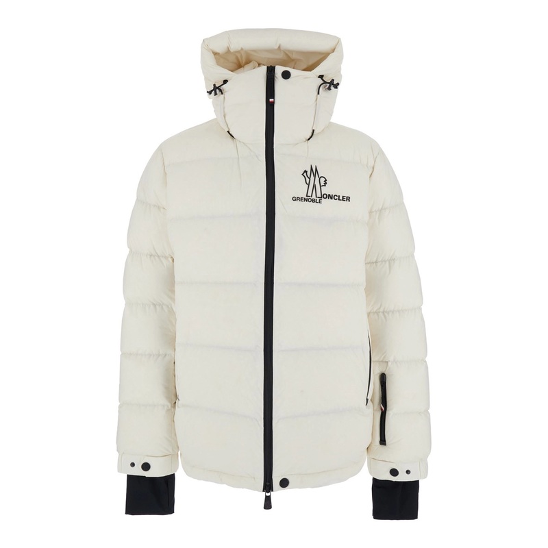 ‘Isorno’ White Down Jacket with Logo Detail at the Front in Tech Fabric Man