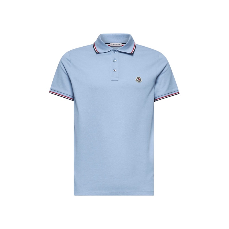 Light blue cotton logo patch polo shirt