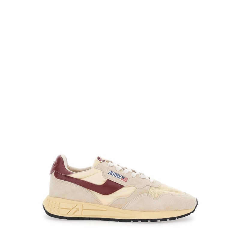 ‘Reelwind’ Beige Low Top Sneakers with Logo Patch onTongue and Side in Suede Man
