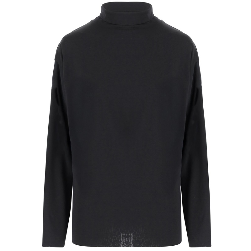 Silk and Cotton Knit with High Neck