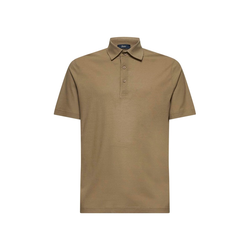Taupe voile crepe jersey polo shirt