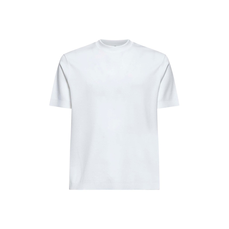 White knit effect jersey T-shirt