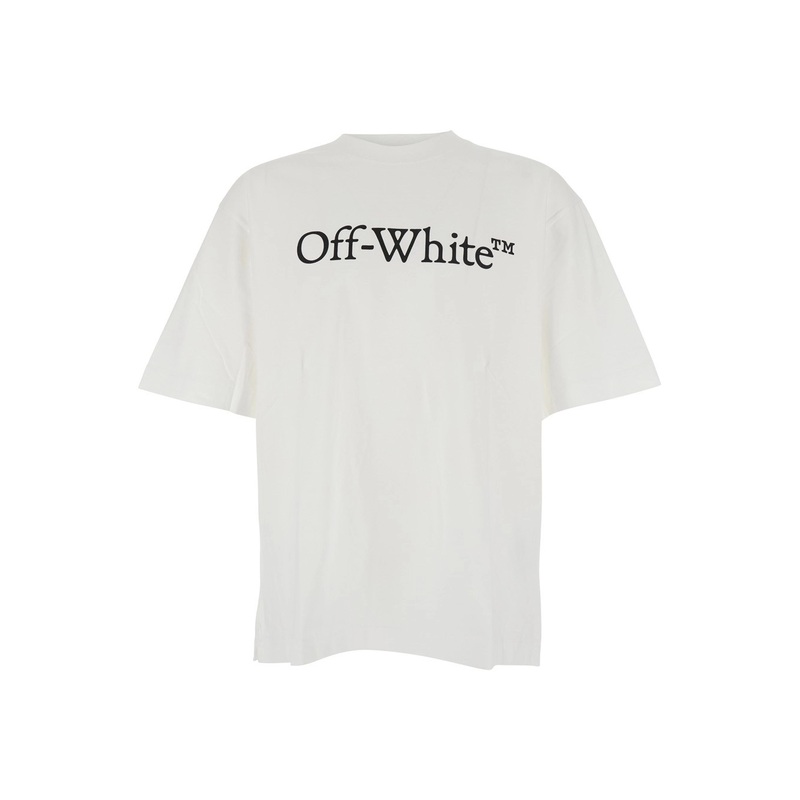 White Oversized T-Shirt with Contrasting Logo Lettering Print in Cotton Man