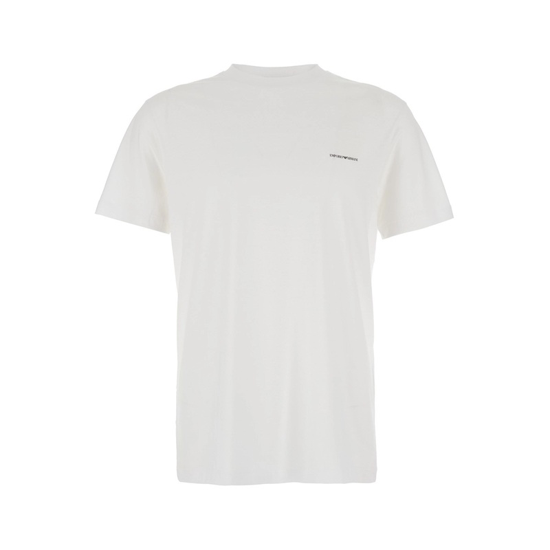 White T-Shirt with Logo on the Left Front in Cotton Blend Man