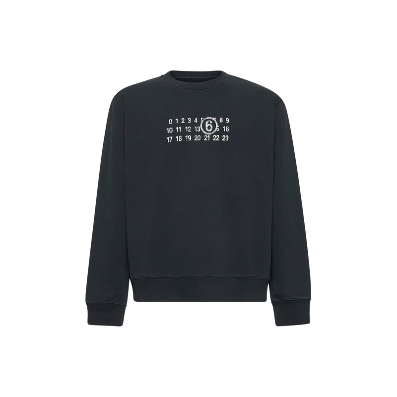 Black cotton numeric sweatshirt
